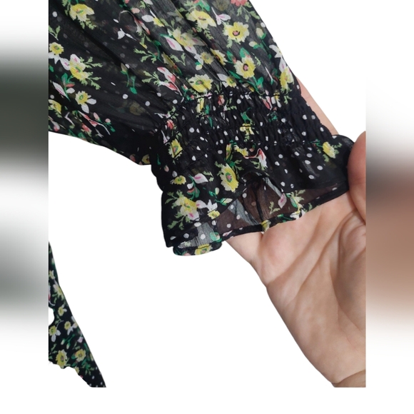 DKNY Black Floral Knee Length Dress size Womans 8 NWT Dark Romantic - Picture 5 of 7